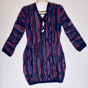 Rare COOGI Blue/Purple/ Multicolor Sweater Dress Size XL. Only Worn Once